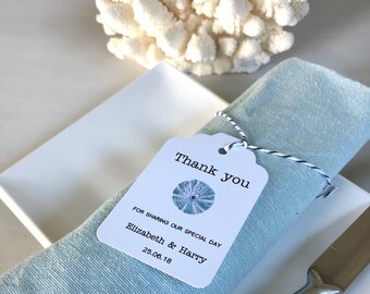 Wedding Tags Personalised | Wedding Favour Tags | Thank You Tags | Sea Urchin Wedding Gift Tags | Nautical favour tags | Set of 10