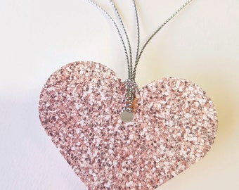 Faux Glitter, Dusty Rose-Gold Gift Tags - Heart gift tag - Bridesmaid favors - Scrap booking- Bridal Shower - Gift under 10 - Set of 10