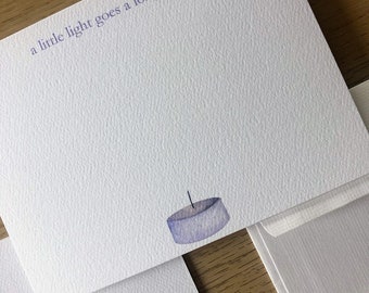 NC166: Tea Light Note Cards, Candle note card, Spiritual Note card, Gifts for her, Personalised note cards, Stationery Sets of 10