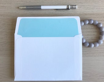 Light Blue Lined Envelopes / envelope liners / pale blue liners / Set of 10 / Gift for men / Gift for women