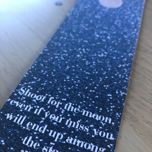 Set of 2: Shoot for the Moon bookmarks, book accessory, starry night, moon and stars bookmark, gift under 20 dollars, reading is great image 5