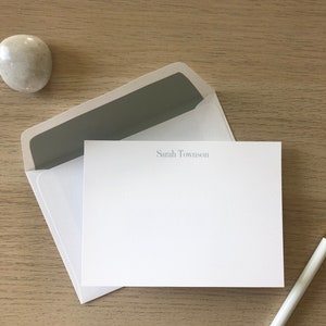 Dove Grey Personalized Note Cards with hand lined envelopes - Everyday stationery - Oyster Grey - Set of 10 - Stationery for men/women NC152 image 6