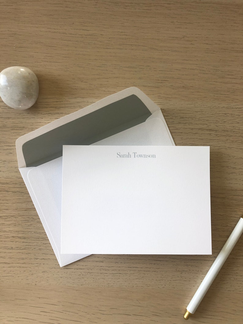Dove Grey Personalized Note Cards with hand lined envelopes - Everyday stationery - Oyster Grey - Set of 10 - Stationery for men/women NC152 image 6