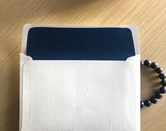 Navy Blue Lined Envelopes | Dark Blue Envelope liners | Navy Blue | Eco-friendly | White envelopes lined in navy blue - Set of 10