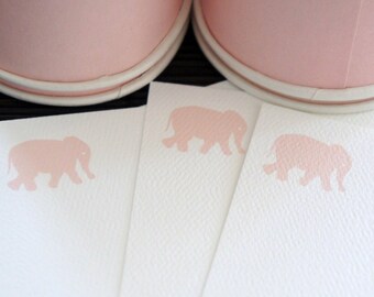 Personalized Note Cards - Elephant - Pastel Pink - Set of 10 - NC 19