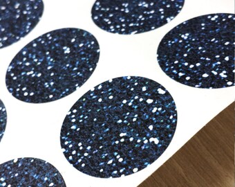 Midnight Blue / printed faux glitter effect / 25mm round labels / envelope seals / Dark Blue  / gift wrap / more colours option