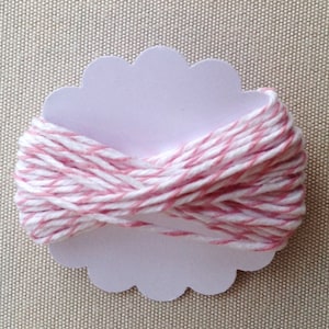 5m Pastel Pink Divine Twine 5.4 yards cotton candy pink & white striped cotton string gift wrapping supply baked goods goody bag image 1