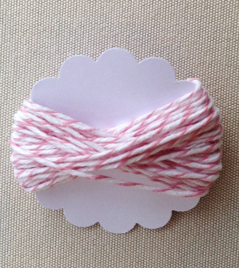 5m Pastel Pink Divine Twine 5.4 yards cotton candy pink & white striped cotton string gift wrapping supply baked goods goody bag image 1