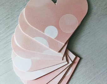 Peach blush coloured bokeh mini heart cards - Gift Tag - Wedding Favours -  Scrapbooking - 10 ways to say I LOVE U - More colours - GT 56