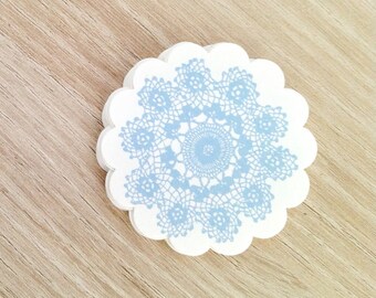 Doily Gift Tags - Pale Blue - Round Gift Tag - Favour Tags - Scallop Hang Tag - Scrapbooking - Crafting | Set of 10