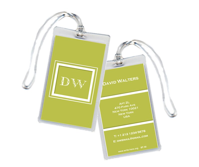 Personalized Luggage Tags Olive Green Chartreuse Set of 2 Etsy