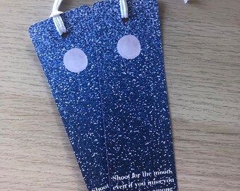 Set of 2: Shoot for the Moon bookmarks, book accessory, starry night, moon and stars bookmark, gift under 20 dollars, reading is great