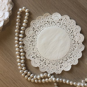 20 Cream French Lace Paper Doilies 13.6cm or 5.5inch diameter Baked Goods Wedding Crafts Scrapbooking image 1