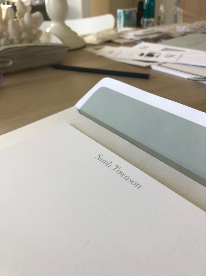 Dove Grey Personalized Note Cards with hand lined envelopes - Everyday stationery - Oyster Grey - Set of 10 - Stationery for men/women NC152 image 4