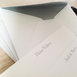Dove Grey Personalized Note Cards with hand lined envelopes - Everyday stationery - Oyster Grey - Set of 10 - Stationery for men/women NC152 image 5