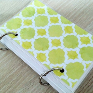 3 x 5" Flexi Note Book / Watercolour / Quatrefoil / Binder / Mini-notes / White inside cover / Blank Cards