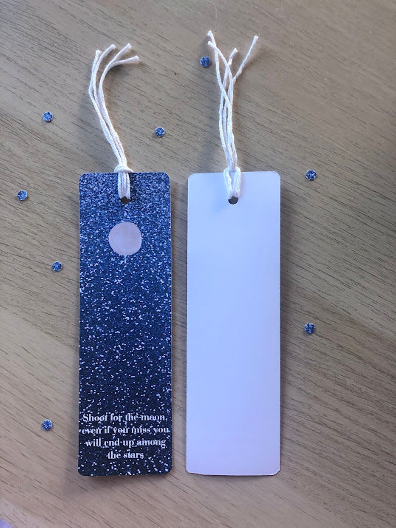 Set of 2: Shoot for the Moon bookmarks, book accessory, starry night, moon and stars bookmark, gift under 20 dollars, reading is great image 4