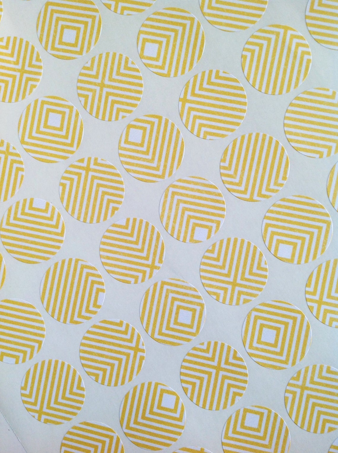 Yellow and White Round Labels 1 Stickers Envelope Etsy