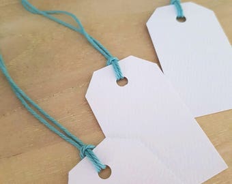 White Textured Mini Gift Tag with Turquoise twine - Wedding Favour - Wedding Shower gift tag - Baby Shower - Set of 20 - #GT 52