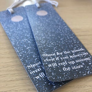 Set of 2: Shoot for the Moon bookmarks, book accessory, starry night, moon and stars bookmark, gift under 20 dollars, reading is great image 7