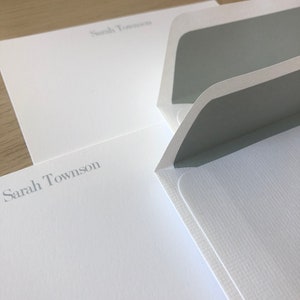 Dove Grey Personalized Note Cards with hand lined envelopes - Everyday stationery - Oyster Grey - Set of 10 - Stationery for men/women NC152 image 1