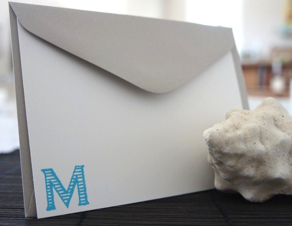 Personalized Note Cards/monogram/initials/blue/turquoise Set Etsy