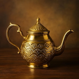 Théière en cuivre antique faite à la main – Bouilloire à thé arabe vintage – 100 % cuivre pur avec motif gravé