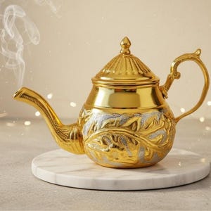 Handmade Copper Teapot – Antique Arabic Tea Kettle – 100% Pure Copper – Engraved Oriental Design – Perfect Gift for Tea Lovers