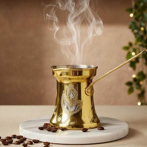 Handmade Copper Mocha Pot – Arabic Cezve Ibrik Coffee Maker – 100% Pure Copper – Dallah Style – Unique Christmas Gift for Coffee Lovers