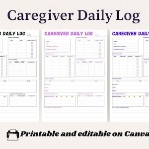 Caregiver Daily Log: Printable Medical Organizer (PDF)