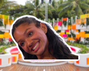 Pegatina troquelada con la cara de Melanie de Island of Love USA