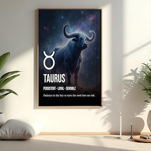 Taurus birthday gift, Zodiac sign print, Taurus wall art, Printable Taurus decor, Horoscope artwork, Zodiac digital download, Astrology gift