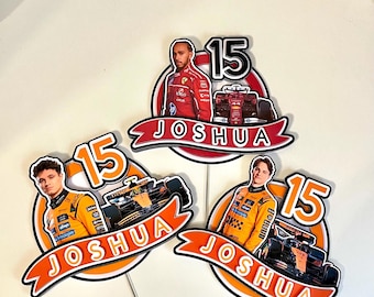 Formula One F1 Cake Topper | Personalised Name & Age | Custom Birthday Cake Decoration