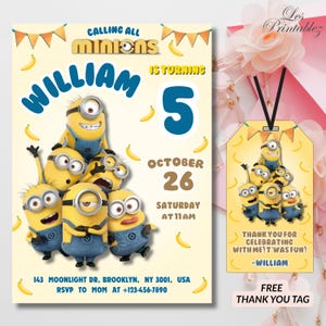 Editable Minions Birthday Invitation, Minions Birthday Party, Printable Minions Invite,Minions Themed Party Invite,Yellow Minions Invitation