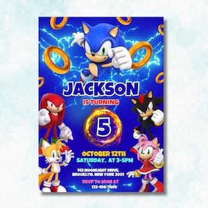 Editable Sonic the Hedgehog Birthday Invitation, Sonic 3 Invitation, Sonic Birthday Template, Printable Invite, Kids Birthday Invitation