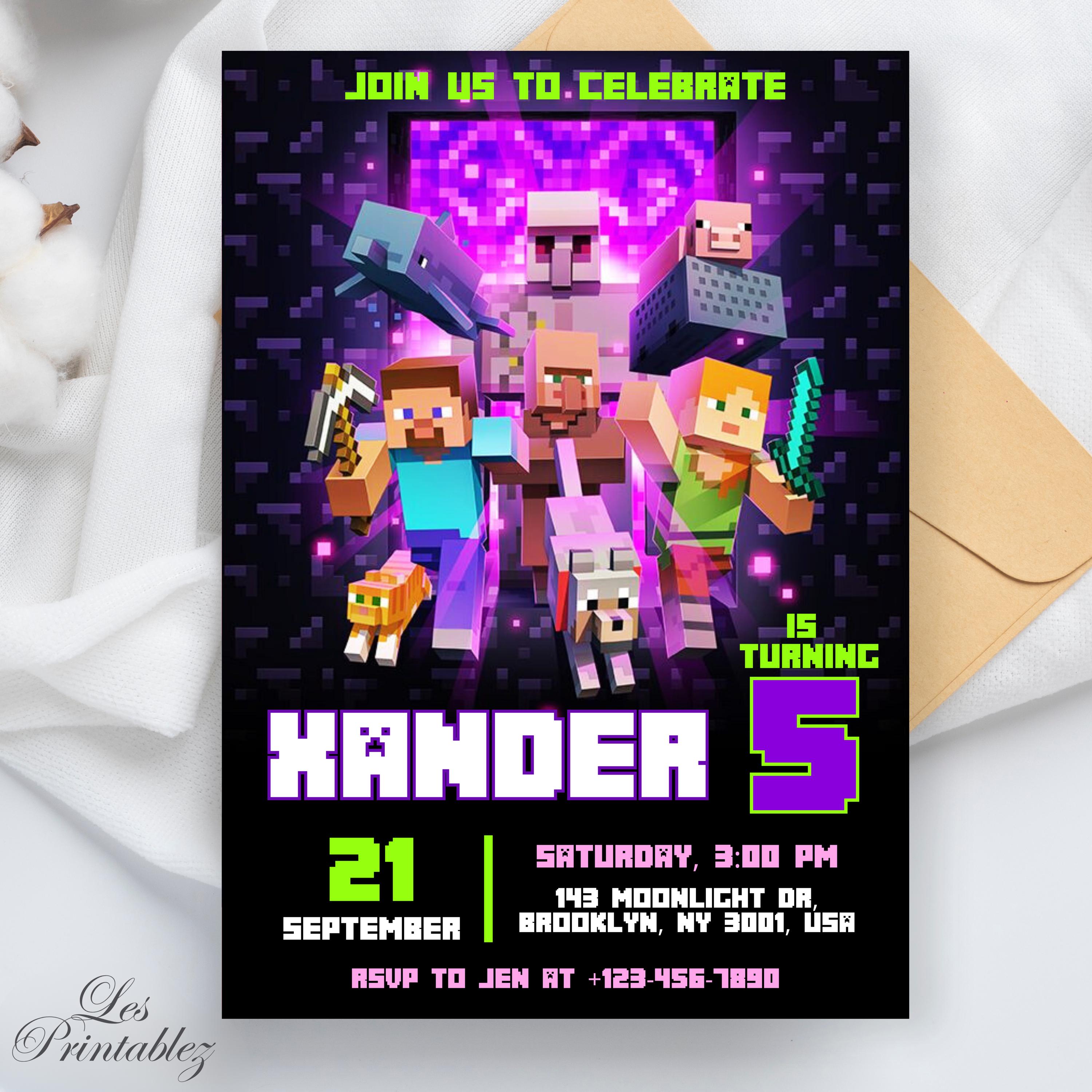 LesPrintablez Minecraft Invitation