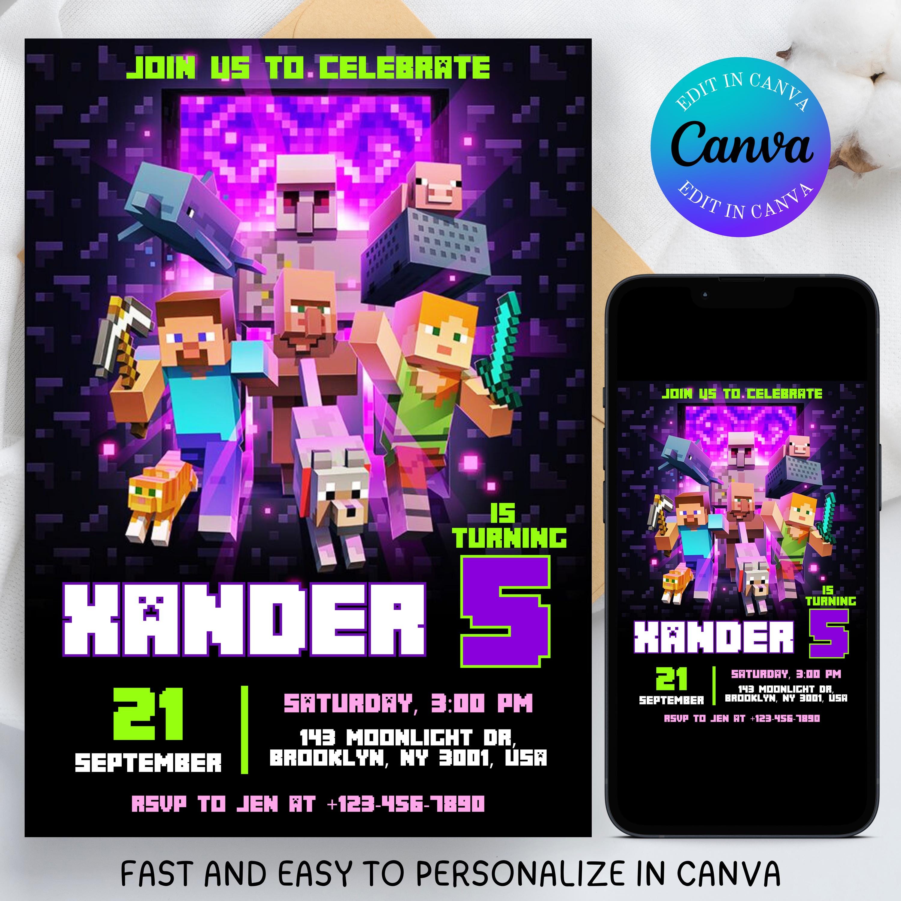 LesPrintablez Minecraft Invitation