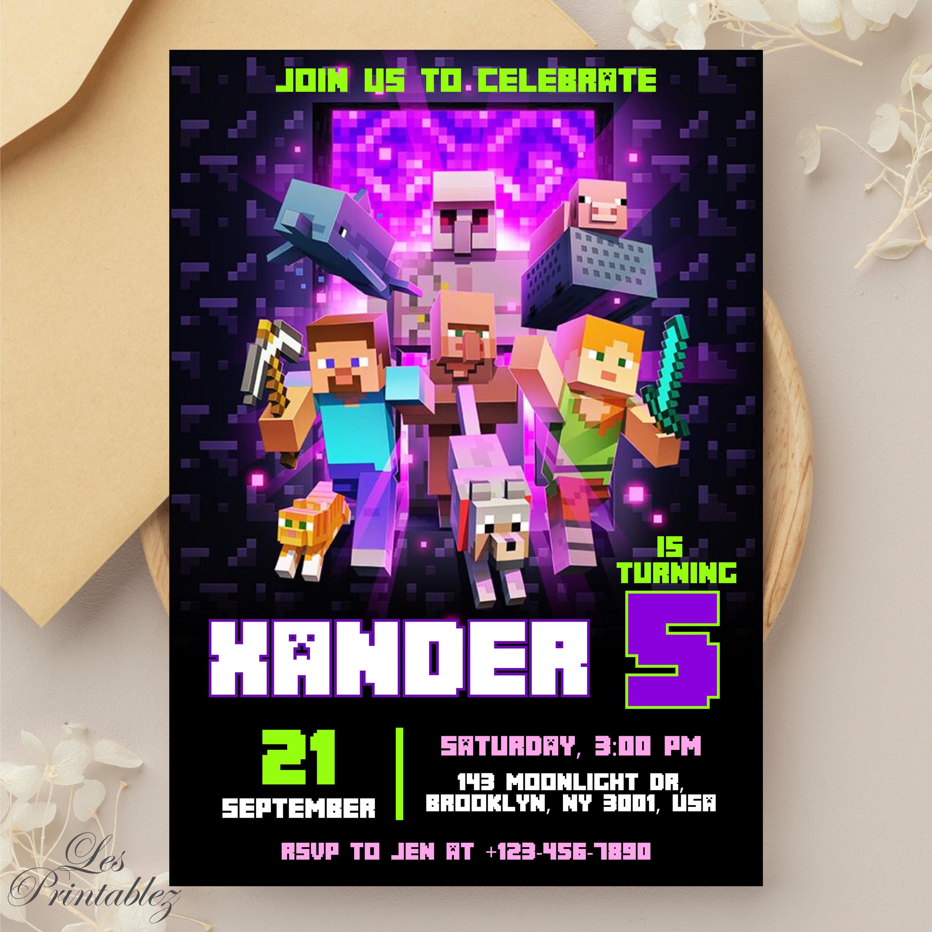 LesPrintablez Minecraft Invitation