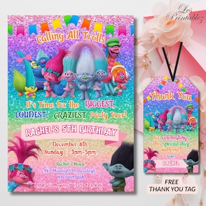 Editable Trolls Invitation, Printable Trolls Birthday Invitation,Editable Trolls Craziest Birthday,Trolls Craziest Party,Trolls Party Invite