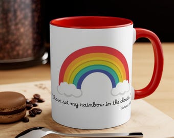 Taza de café arcoíris, vibras positivas inspiradoras, 11 oz/15 oz
