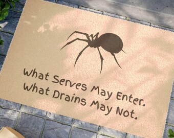 O que serve pode entrar. O que drena não pode. / Capacho de bruxa / Tapete de soleira engraçado / Decoração espiritual para casa