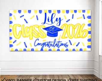 Graduation Party Banner, Class of 2026 banner, Graduation Decor, Graduation Backdrop, Graduation Banner, High School Graduation Decor