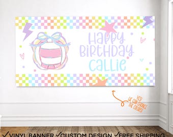 Retro Volleyball Birthday Banner, Girls Volleyball Party Banner, volleyball party backdrop, Cute Volleyball Birthday Sign