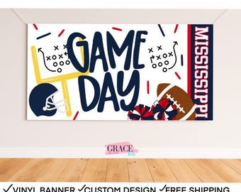 Custom Football Tailgate Banner – Game Day Party Decor – Team Spirit Banner – College Football Banner – Custom Team Football Sign