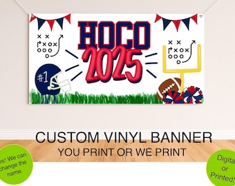 Custom Football HOCO Banner – Game Day Party Decor – HOMECOMING Banner – College Football Backdrop – Personalized Football Sign