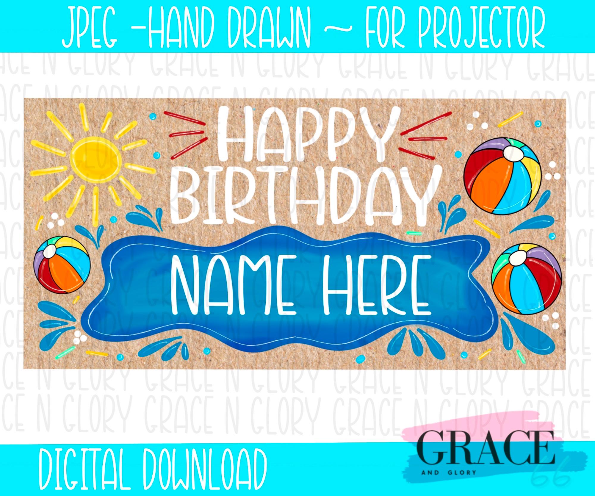 Beach Ball Birthday Banner | Pool Party Birthday|  Kraft Paper Banner | Summer DIY Birthday Banner | Brown paper banner | Projector
