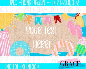 Pool Party Birthday Banner – Paint It Yourself Kraft Paper Banner – Summer DIY Banner for Kids Birthday | Brown paper banner | Projector