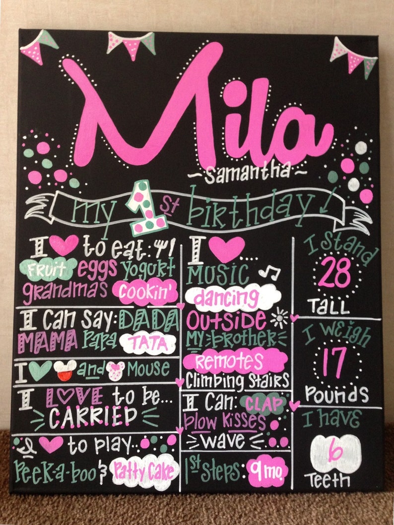 Birthday Sign Birthday Board First birthday mermaid chalkboard sign HAND-PAINTED Birthday Chalkboard Sign
