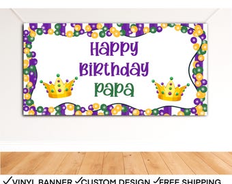 Mardi Gras Birthday Banner, Queen of our Krewe birthday, Mardi Gras Birthday template, King Cake Party, Mardi Gras birthday Fat Tuesday
