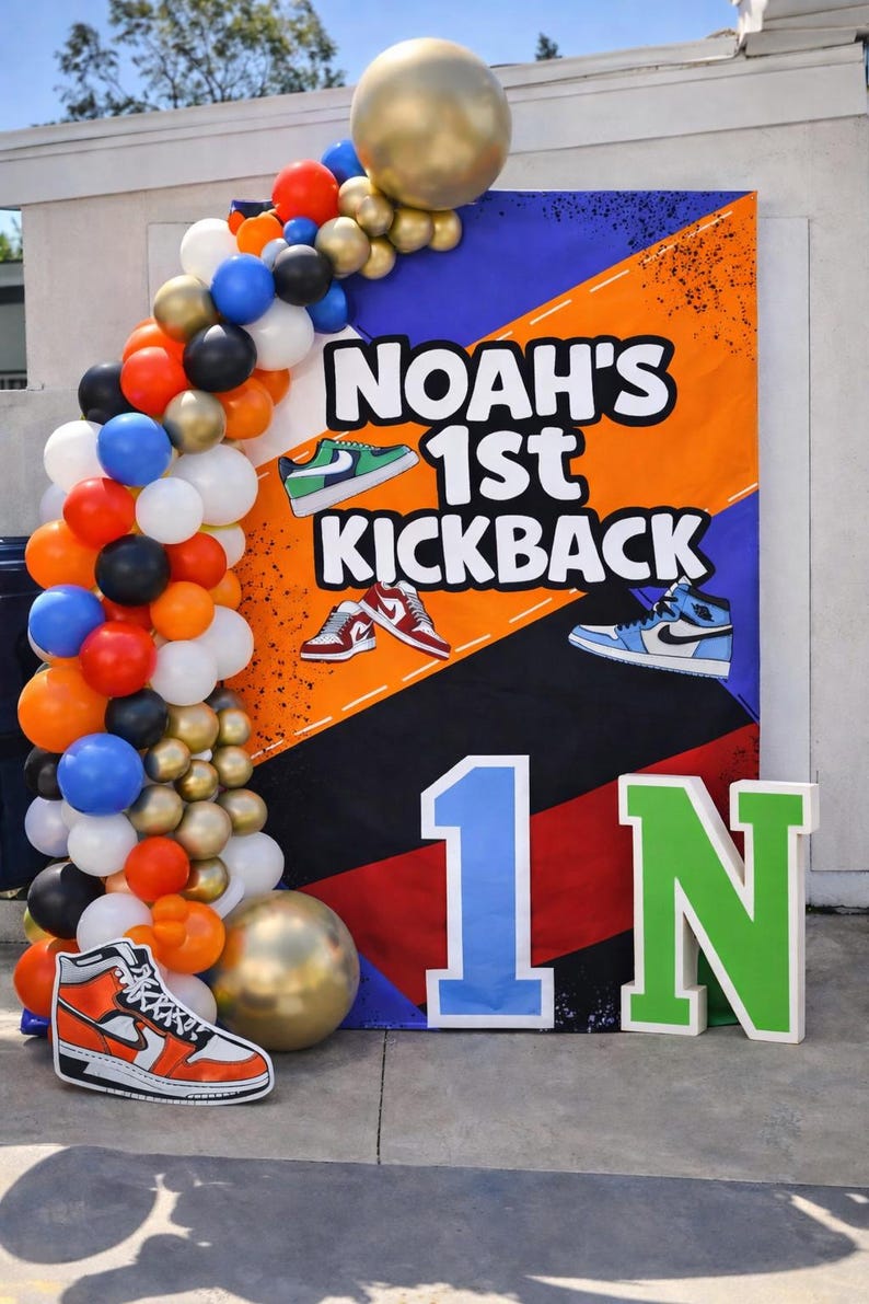 Kickback Sneaker Ball Banner, Sneaker Ball Backdrop, Birthday Party ...